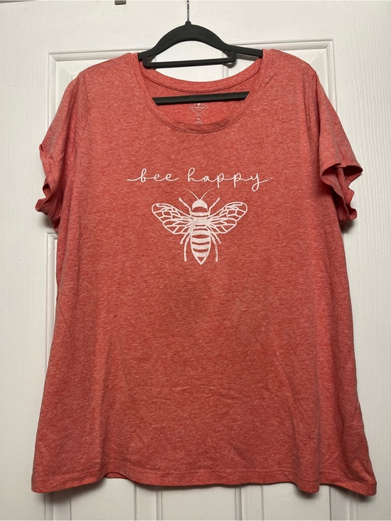 St. John's Bay Tops - St. John's Bay Red 'Bee Happy' Short Sleeve Graphic Tee